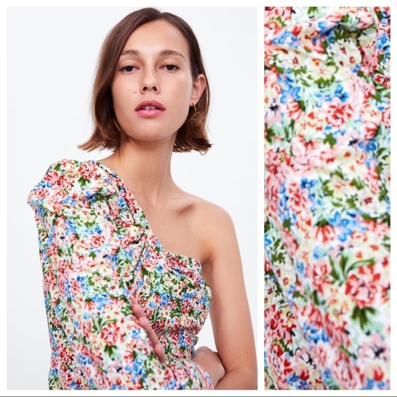 NWT. Zara Cotton Floral Print Top. Size S. - Picture 4 of 7